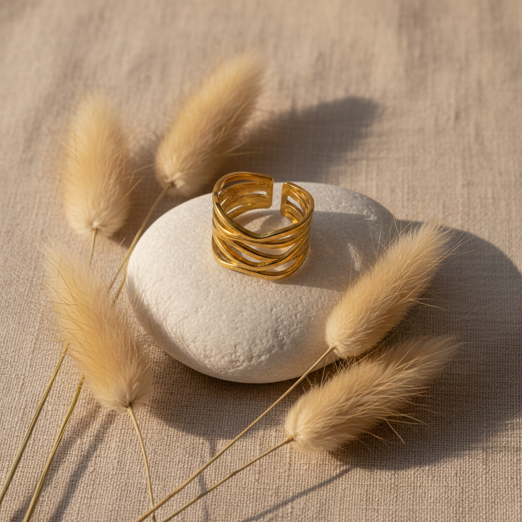 Botanical pampas flat lay