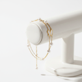 Gold Pearl Butterfly Double Layer Chain Charm Bracelet