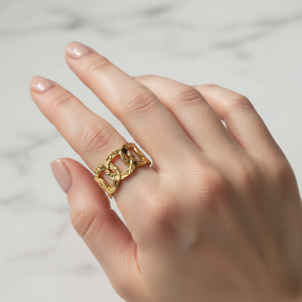 Chain Link Ring — Marble Wrist
