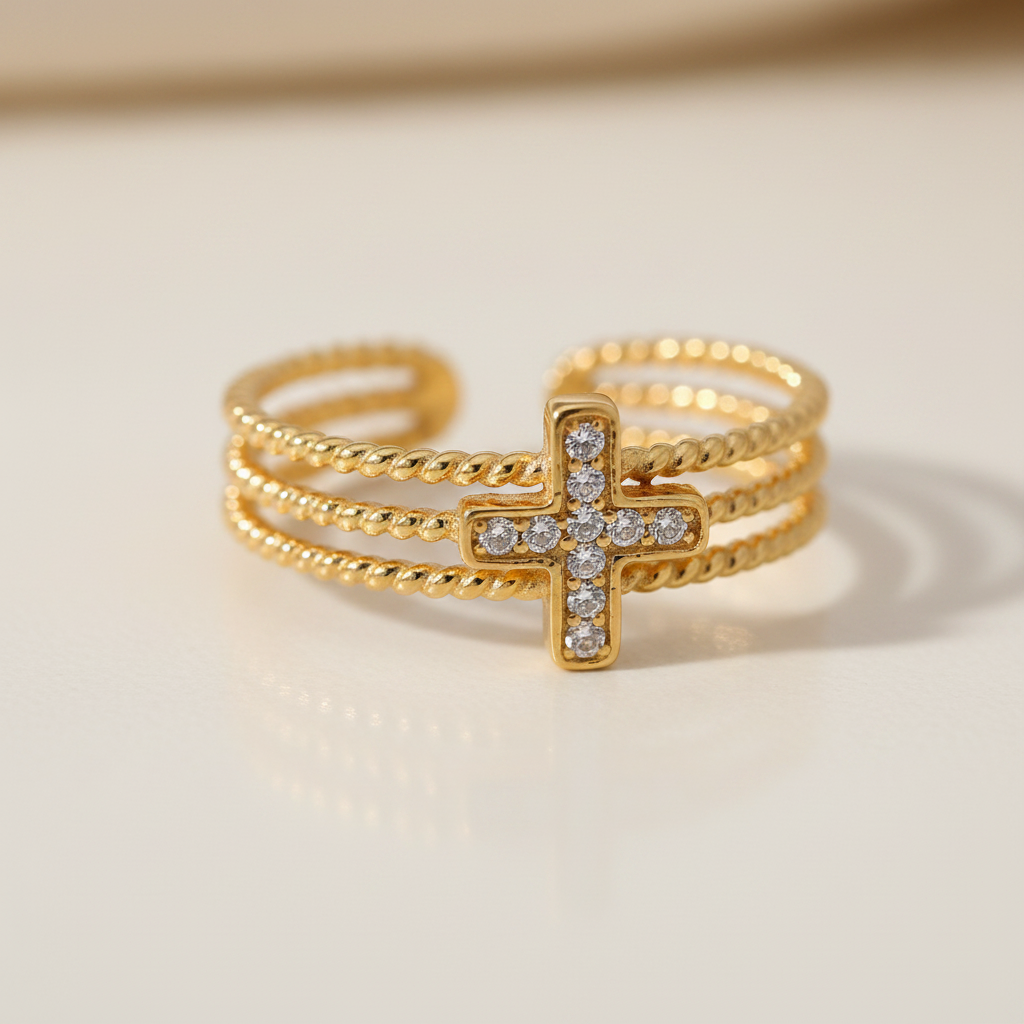 Braided Cross Statement Ring