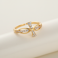 Gold Curved Cross Open Ring