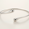 25 Bright Silver Water Drop Open Bangle