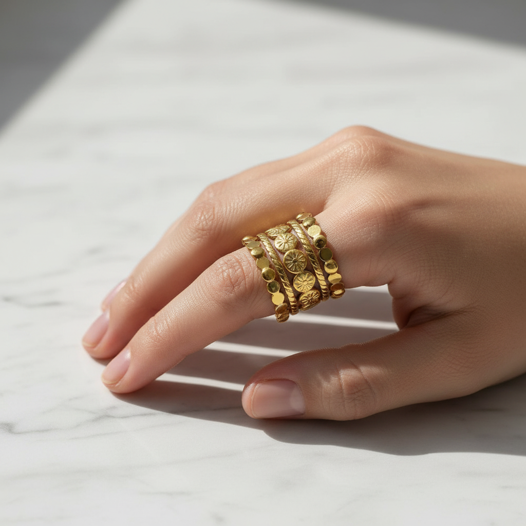 Coin Disc Ring — Marble Wrist