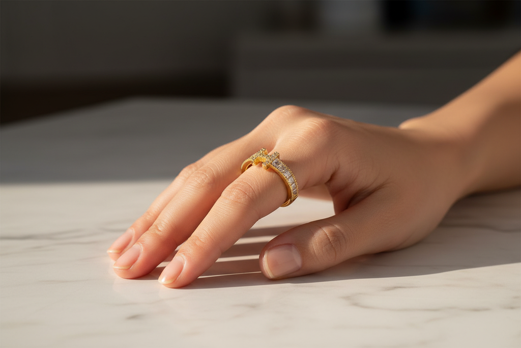 Cross Ring — Marble Hand