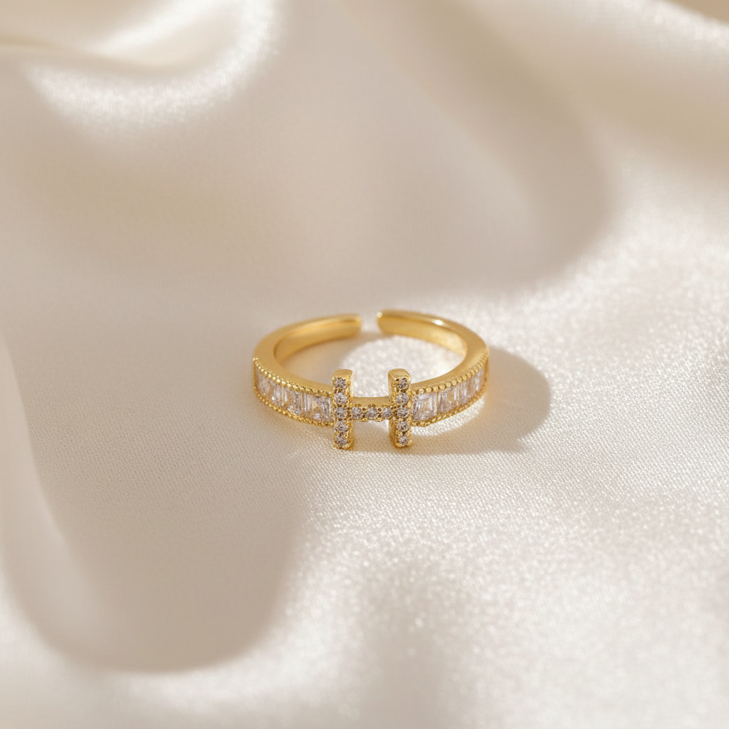 Cross Ring — Silk Flat Lay
