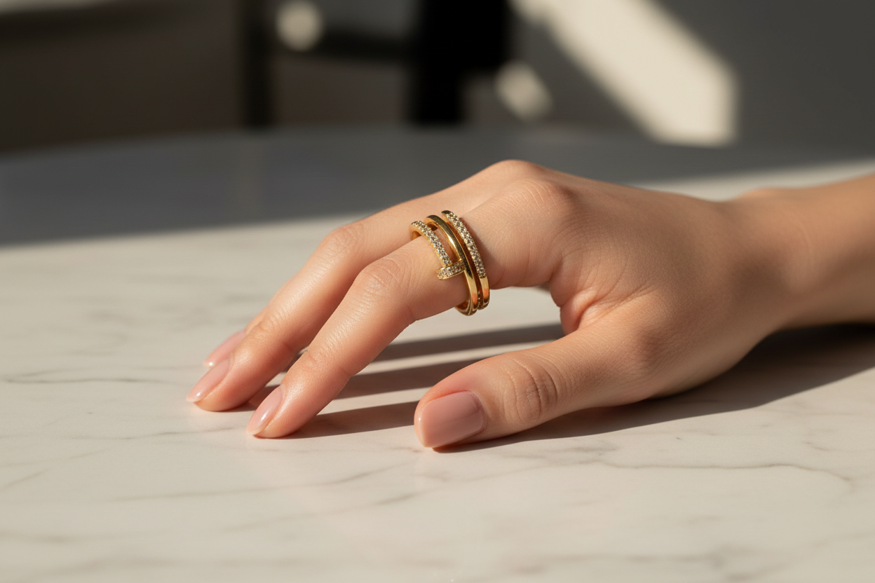 Double Band Ring — Marble Hand