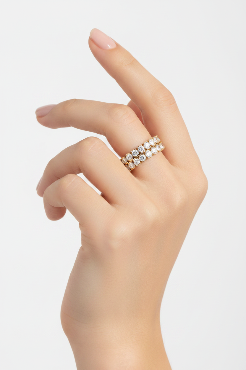 Double Row Zircon Ring Portrait
