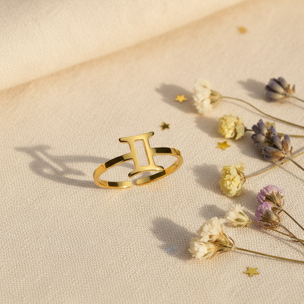 Gemini Ring — Linen Flat Lay