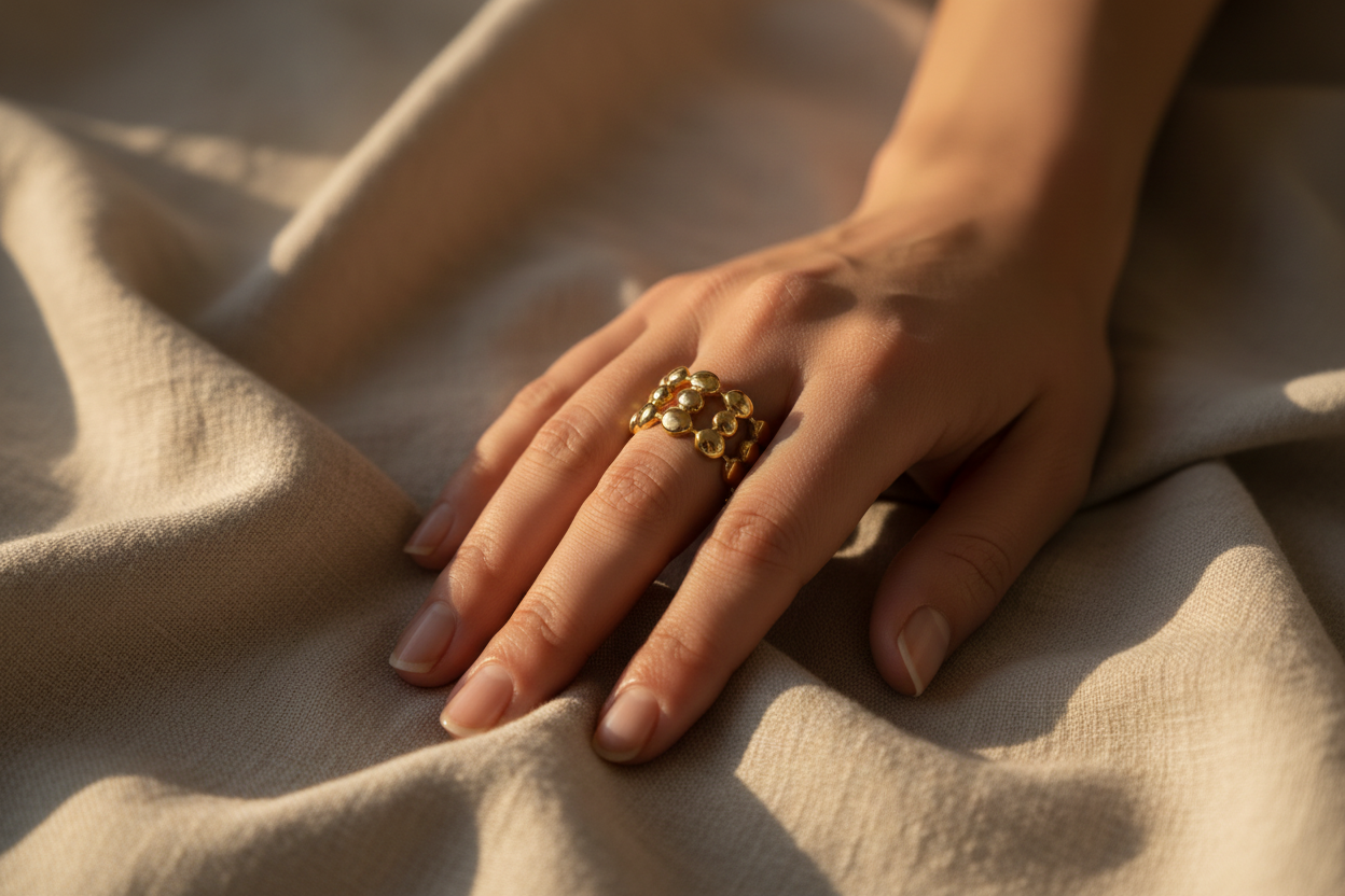 Gold chain ring golden hour