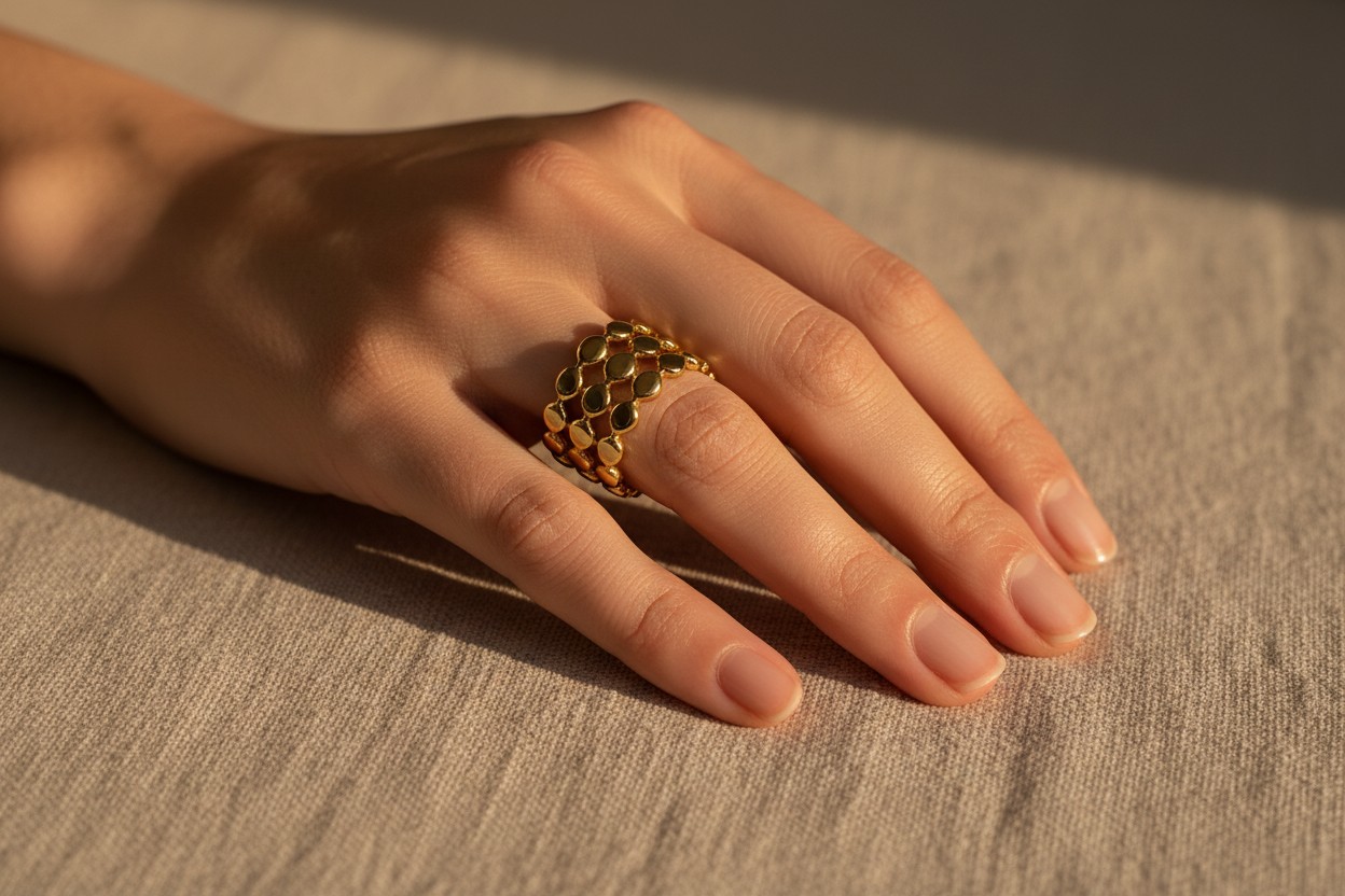 Gold chain ring golden hour