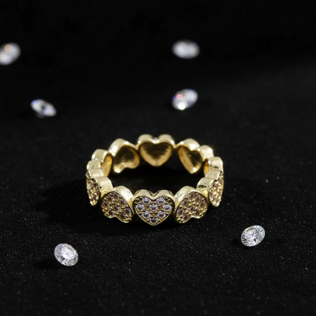 Gold Heart Ring — Black Velvet