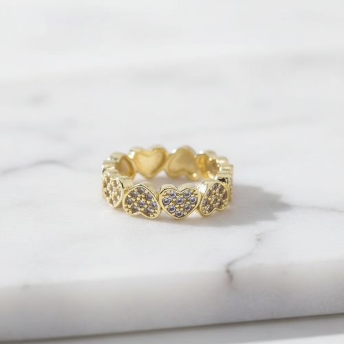 Gold Heart Ring — Marble