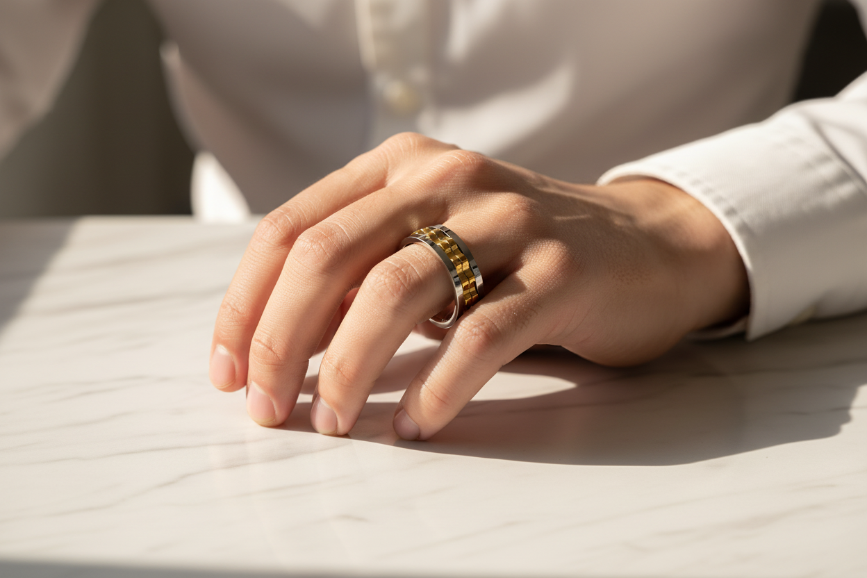 Gold Spinner Ring — Marble