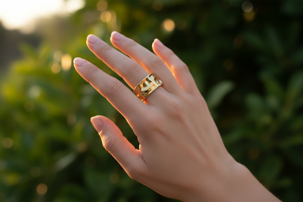 Hammered Cuff Ring — Botanical