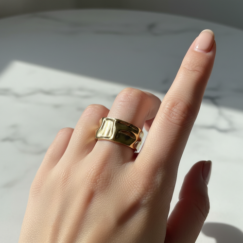 Hammered Cuff Ring — Marble Wrist