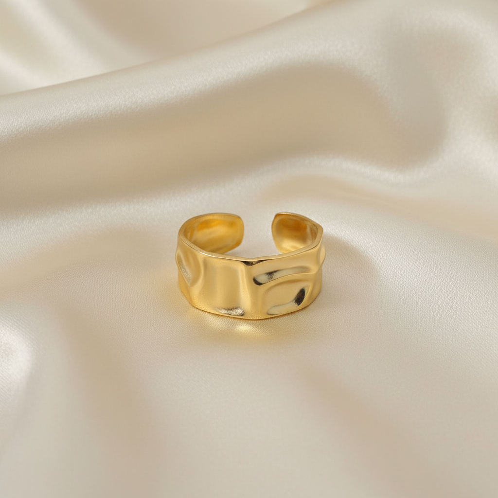Hammered Cuff Ring — Silk Flat Lay