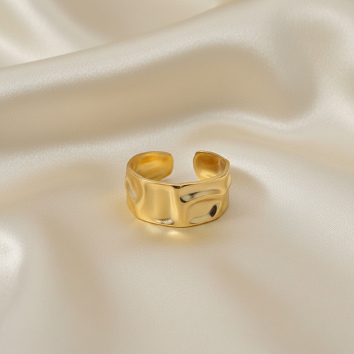 Hammered Cuff Ring — Silk Flat Lay