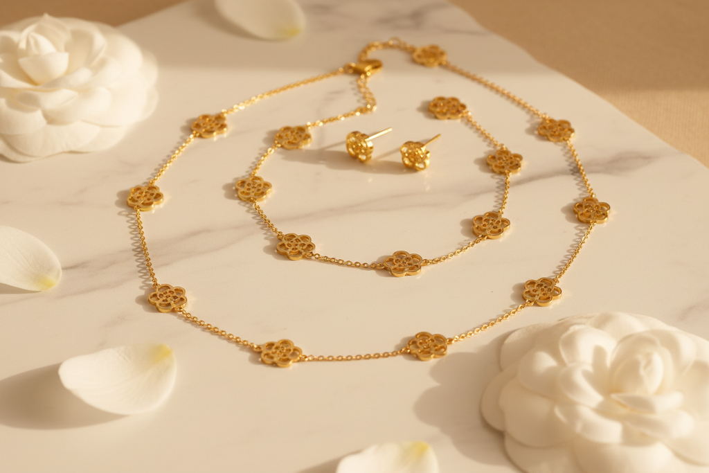 Hollow Camellia Jewellery Set