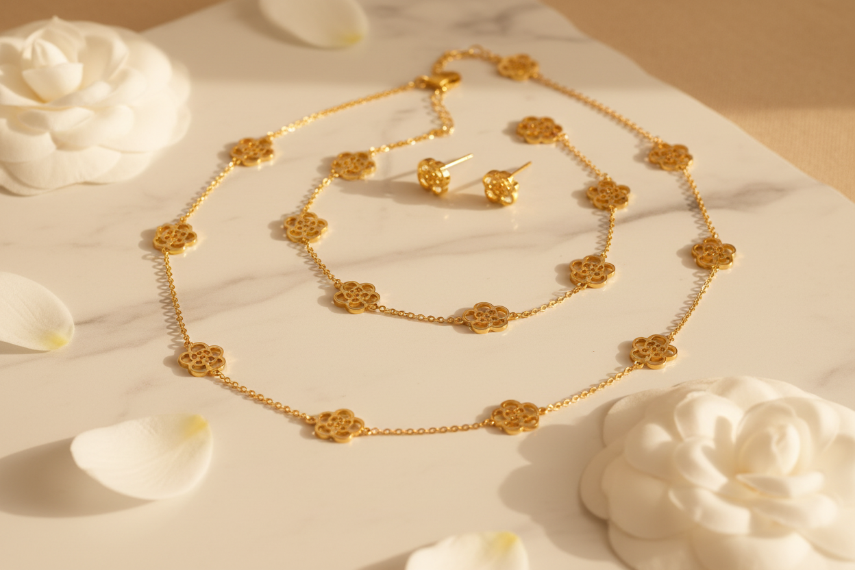 Hollow Camellia Jewellery Set