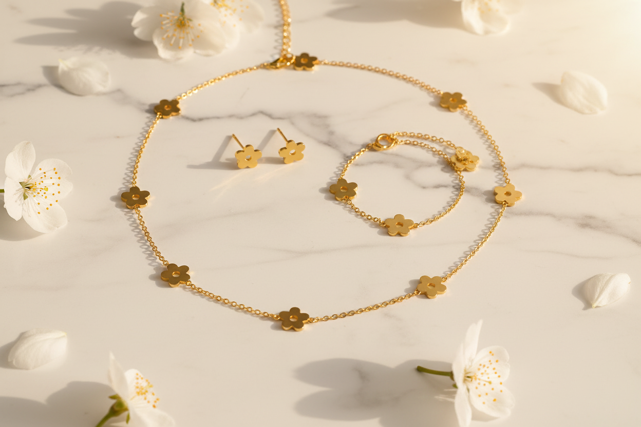 Hollow Five-Petal Flower Jewellery Set