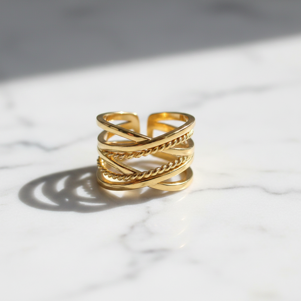 Five-layer Cross Open Ring