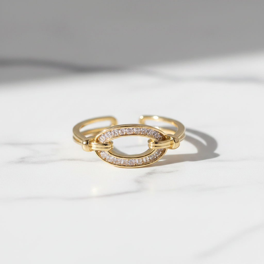 Oval Decor Zircon Open Ring