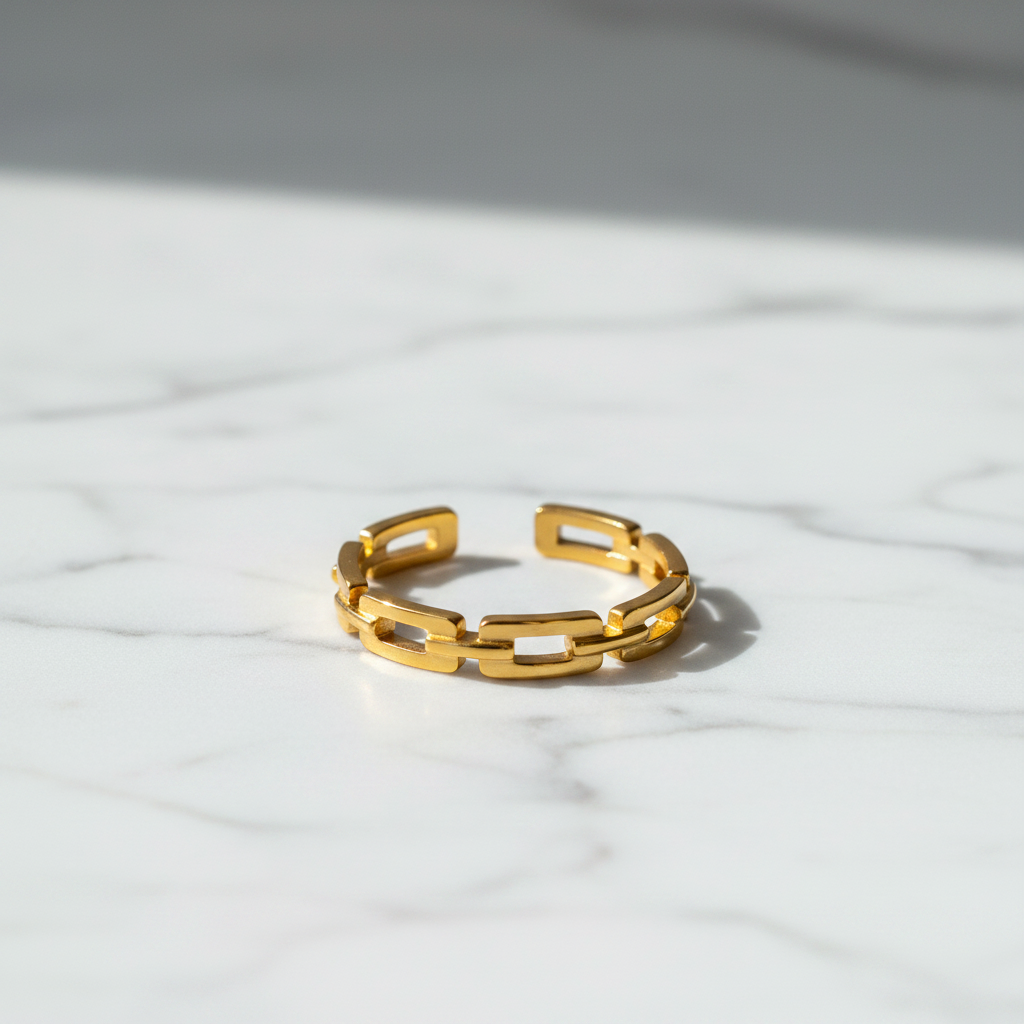 Square Chain Open Ring