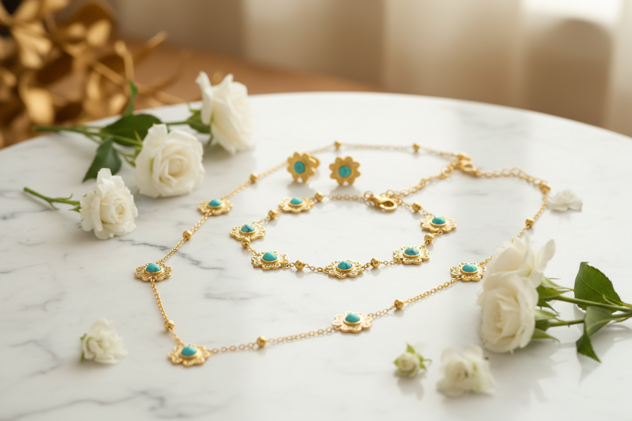 Marble & White Flowers