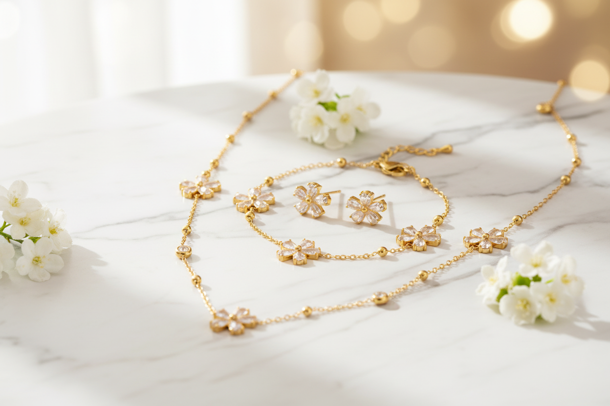 Marble & White Flowers