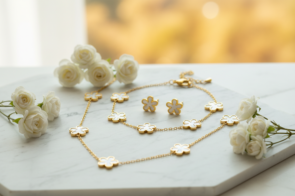 Marble & White Flowers