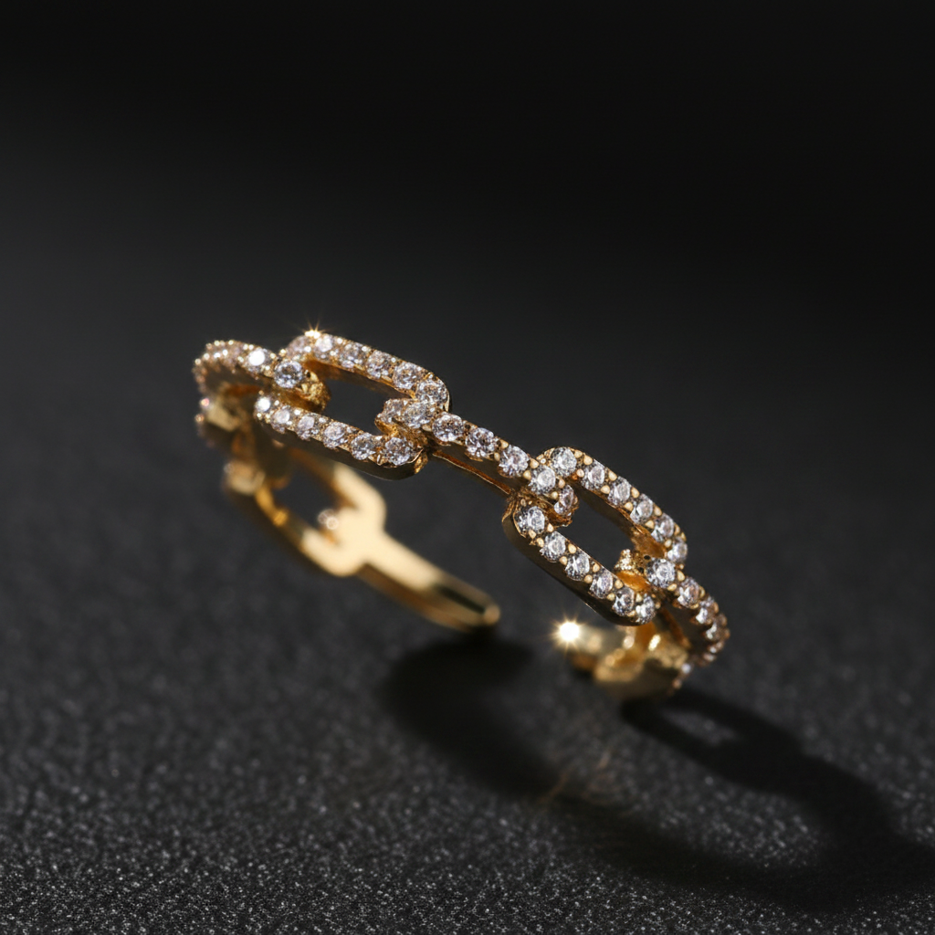 Chain Link Pave Zircon Open Ring