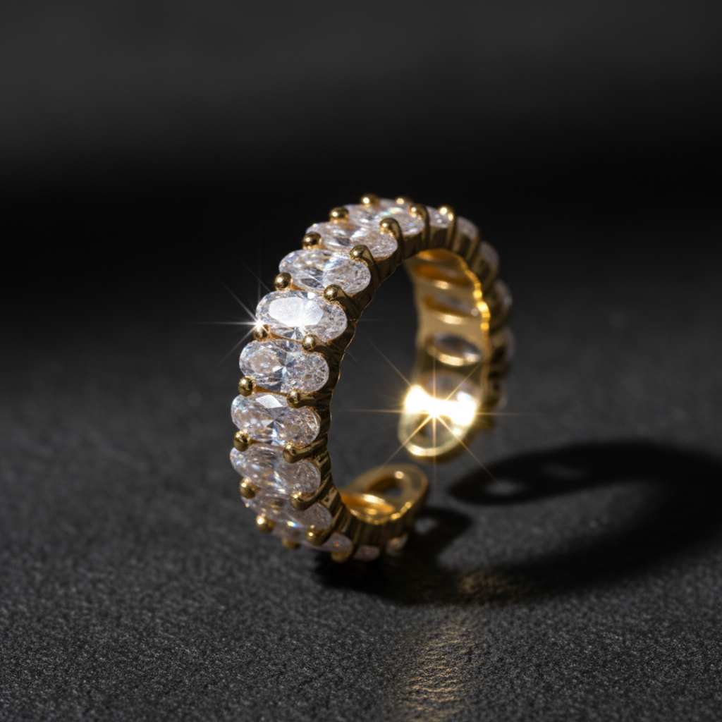 Oval Gemstone Zircon Open Ring