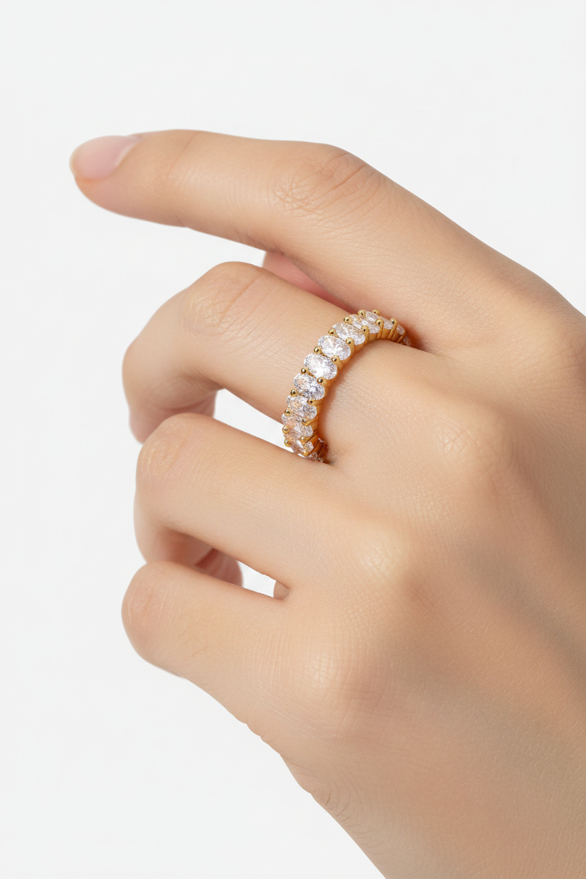 Oval Zircon Eternity Ring Portrait