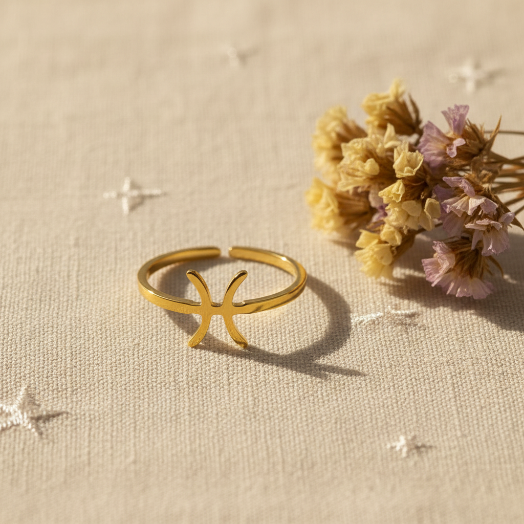 Pisces Ring — Linen Flat Lay