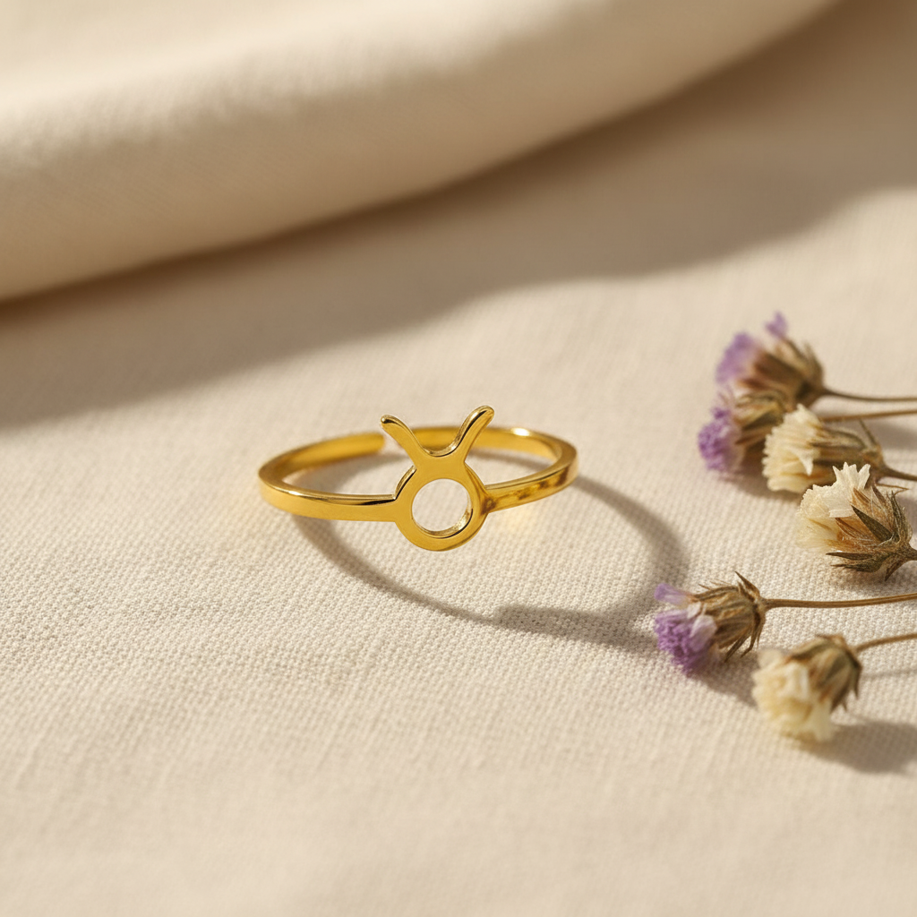 Taurus Ring — Linen Flat Lay