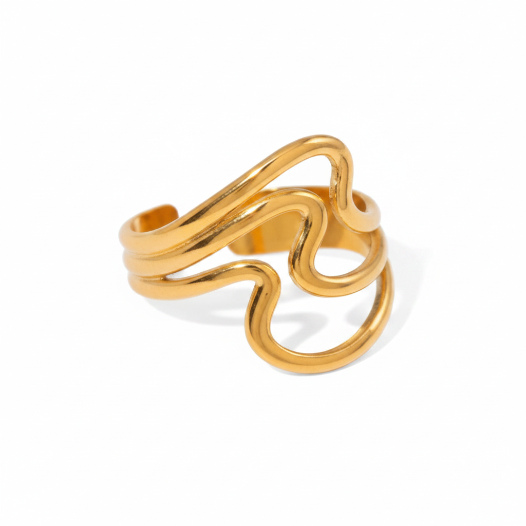 Irregular Curved Art Baroque Pearl Ring
