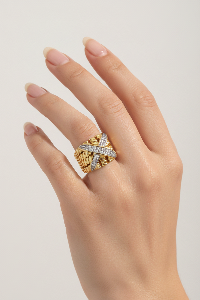 Wide Criss-Cross Ring Portrait
